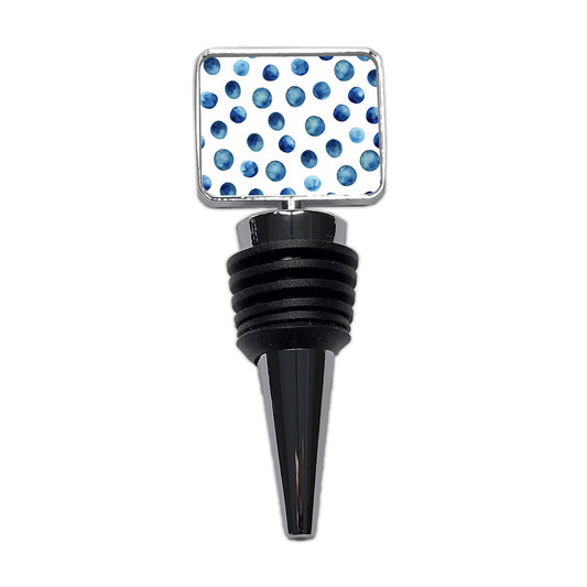 Dark Blue Polka Dots Fun White Background Wine Bottle Stopper