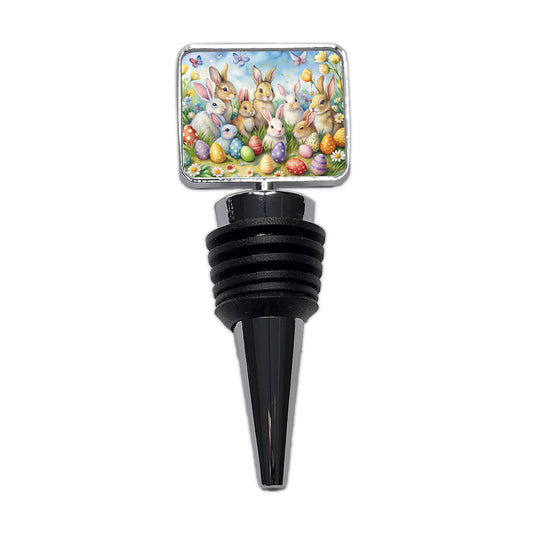 Easter Bunnies Watercolor Wine Bottle Stopper