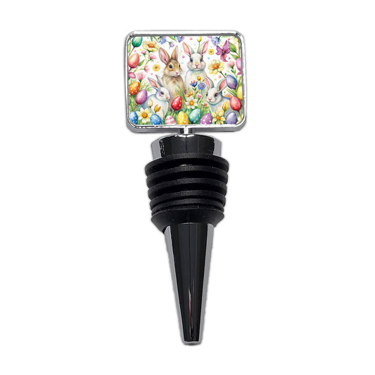 Easter Bunny Rabbit Eggs Flowers Wine Bottle Stopper