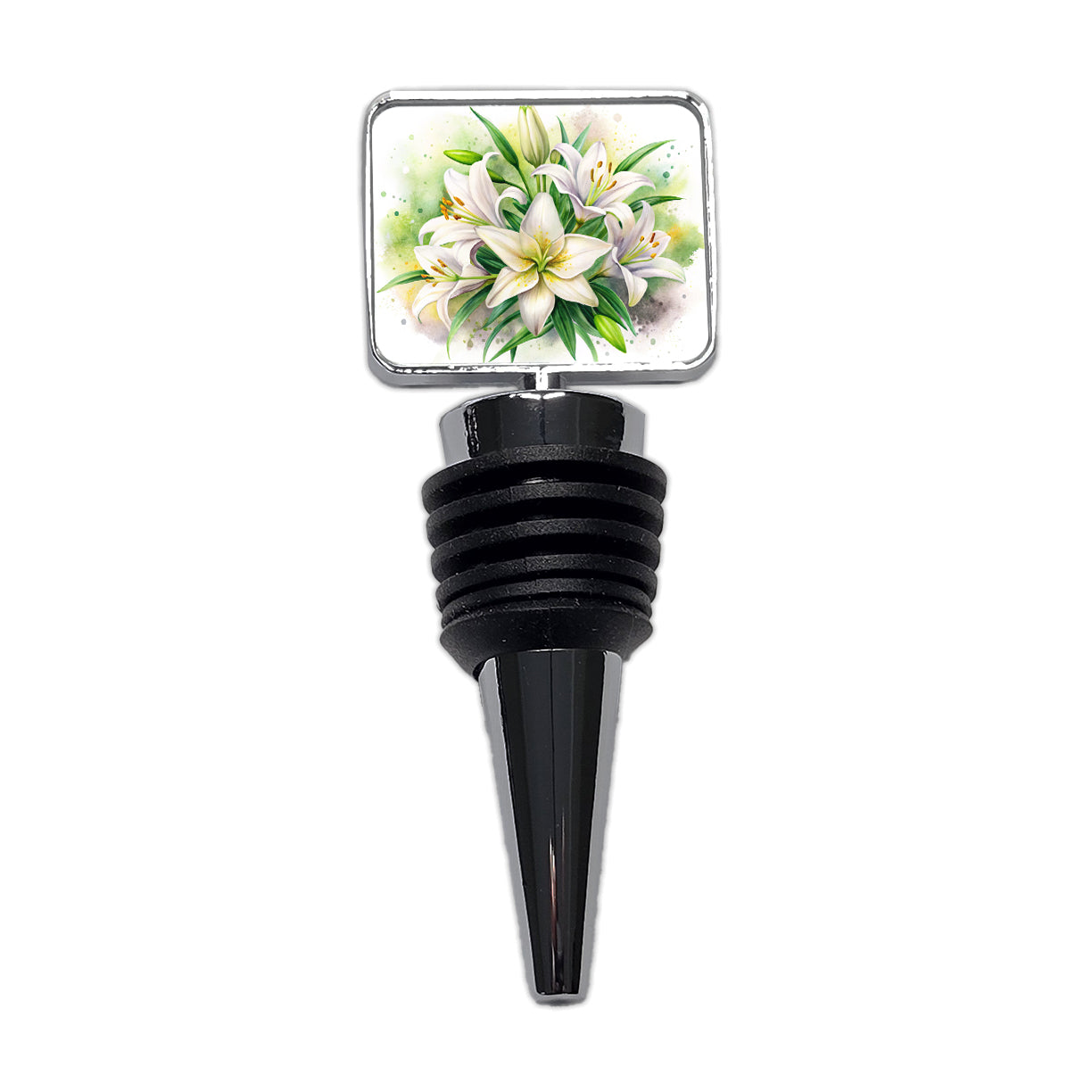 Easter Lily Flowers Watercolor Wine Bottle Stopper