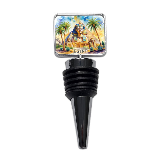 Egypt Pyramids Sphinx Travel Country Watercolor Wine Bottle Stopper