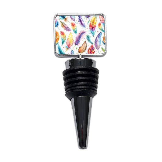 Feathers Watercolor Wine Bottle Stopper