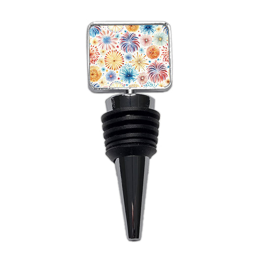 Fireworks Colorful Patriotic Fourth of July Wine Bottle Stopper