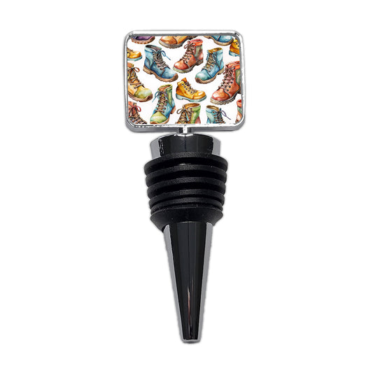 Hiking Boots Hikers Watercolor Wine Bottle Stopper