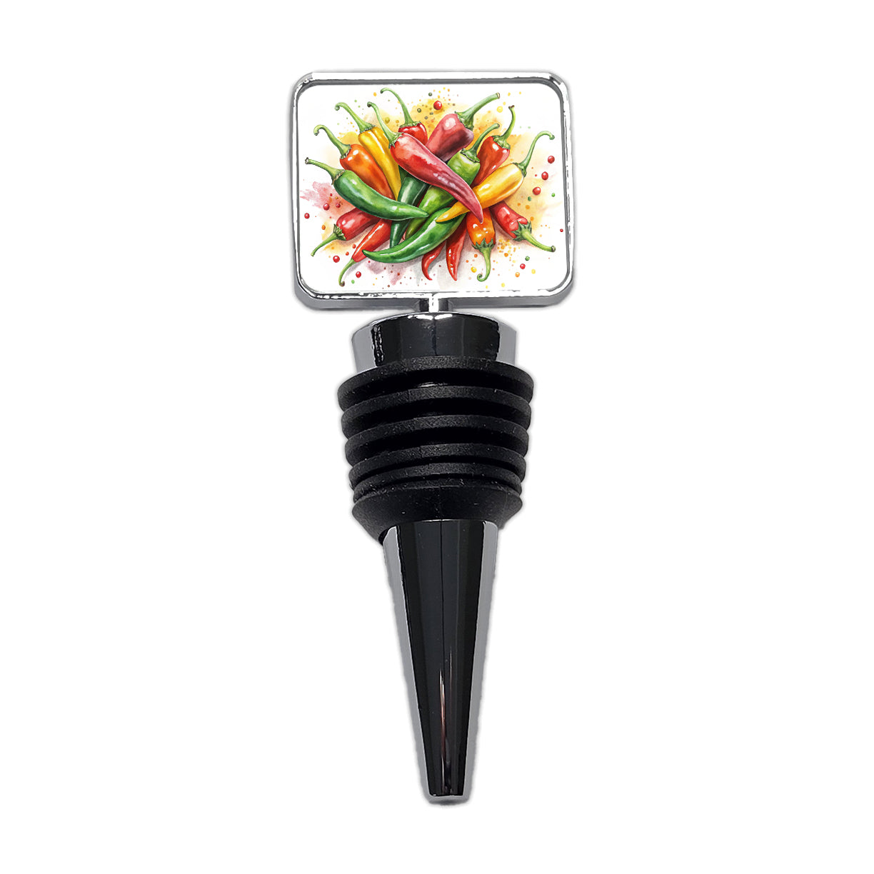 Hot Peppers Jalapenos Spicy Watercolor Wine Bottle Stopper