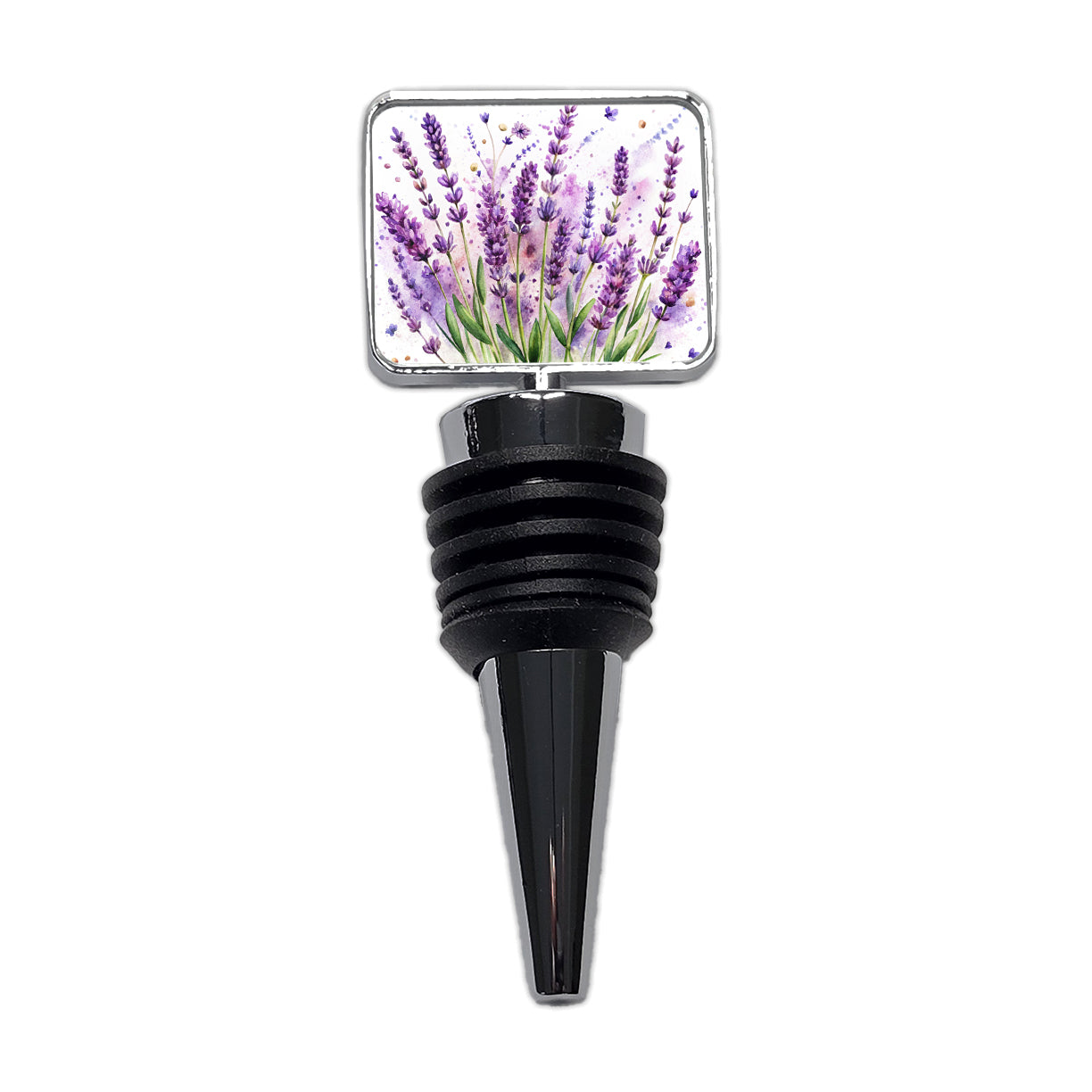 Lavender Flowers Watercolor Wine Bottle Stopper