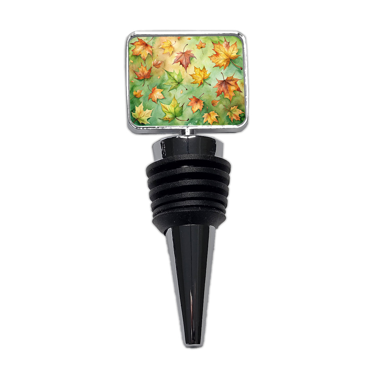Leaves Green Background Watercolor Wine Bottle Stopper