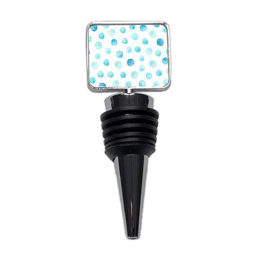 Light Blue Polka Dots White Wine Bottle Stopper