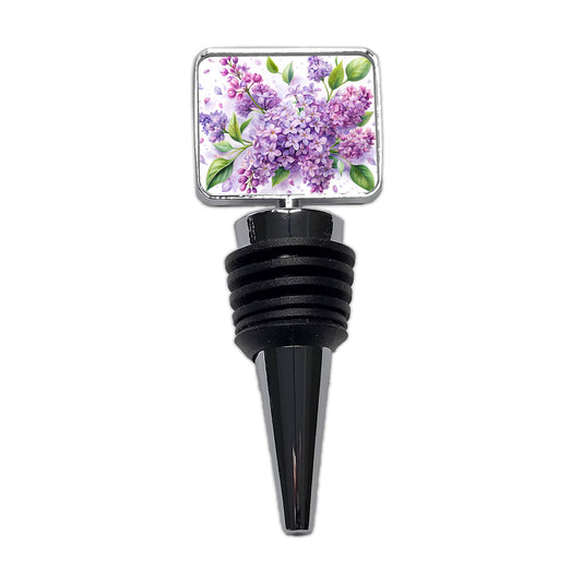 Lilac Flowers Watercolor Wine Bottle Stopper