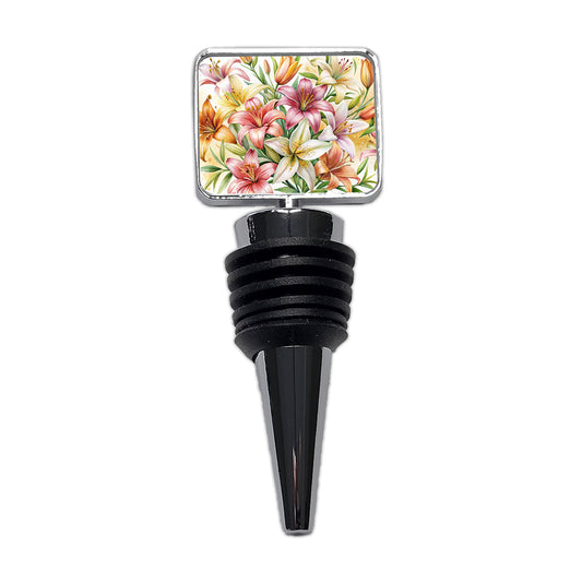 Lilies Lily Flower Watercolor Wine Bottle Stopper