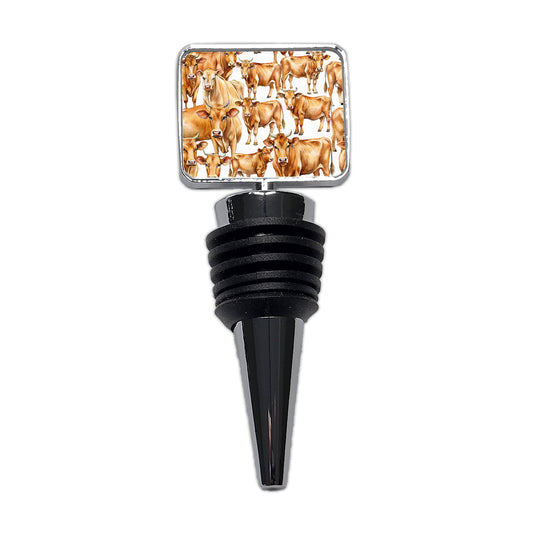 Lots Of Brown Cows Wine Bottle Stopper