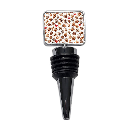 Lots Of Coffee Beans Hearts Wine Bottle Stopper