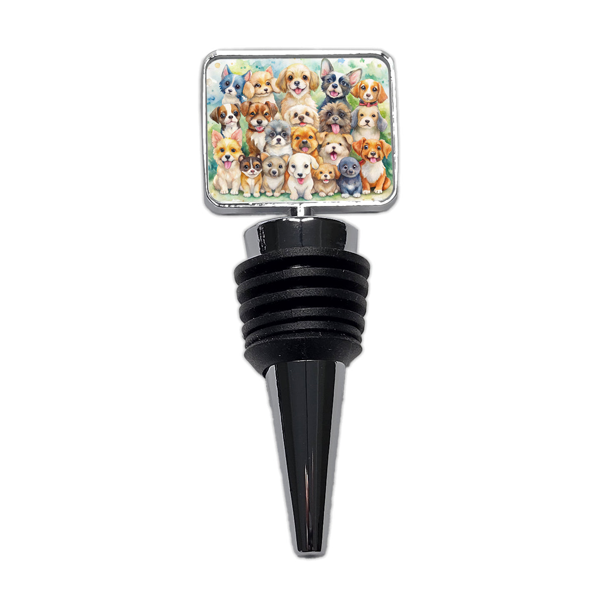 Lots Of Cute Dogs Watercolor Wine Bottle Stopper