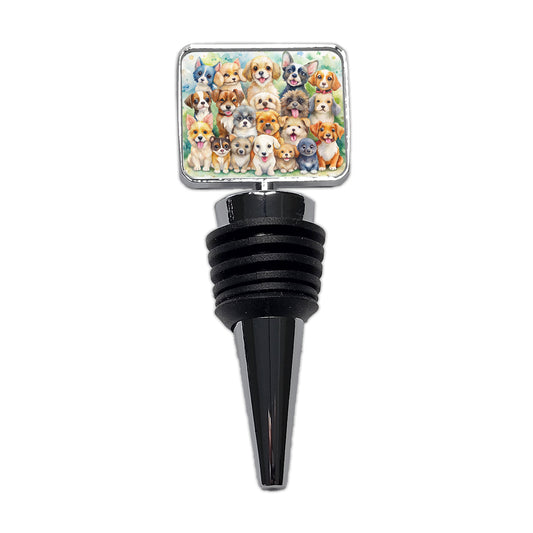 Lots Of Cute Dogs Watercolor Wine Bottle Stopper