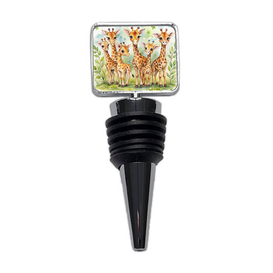Lots Of Cute Giraffes Watercolor Wine Bottle Stopper