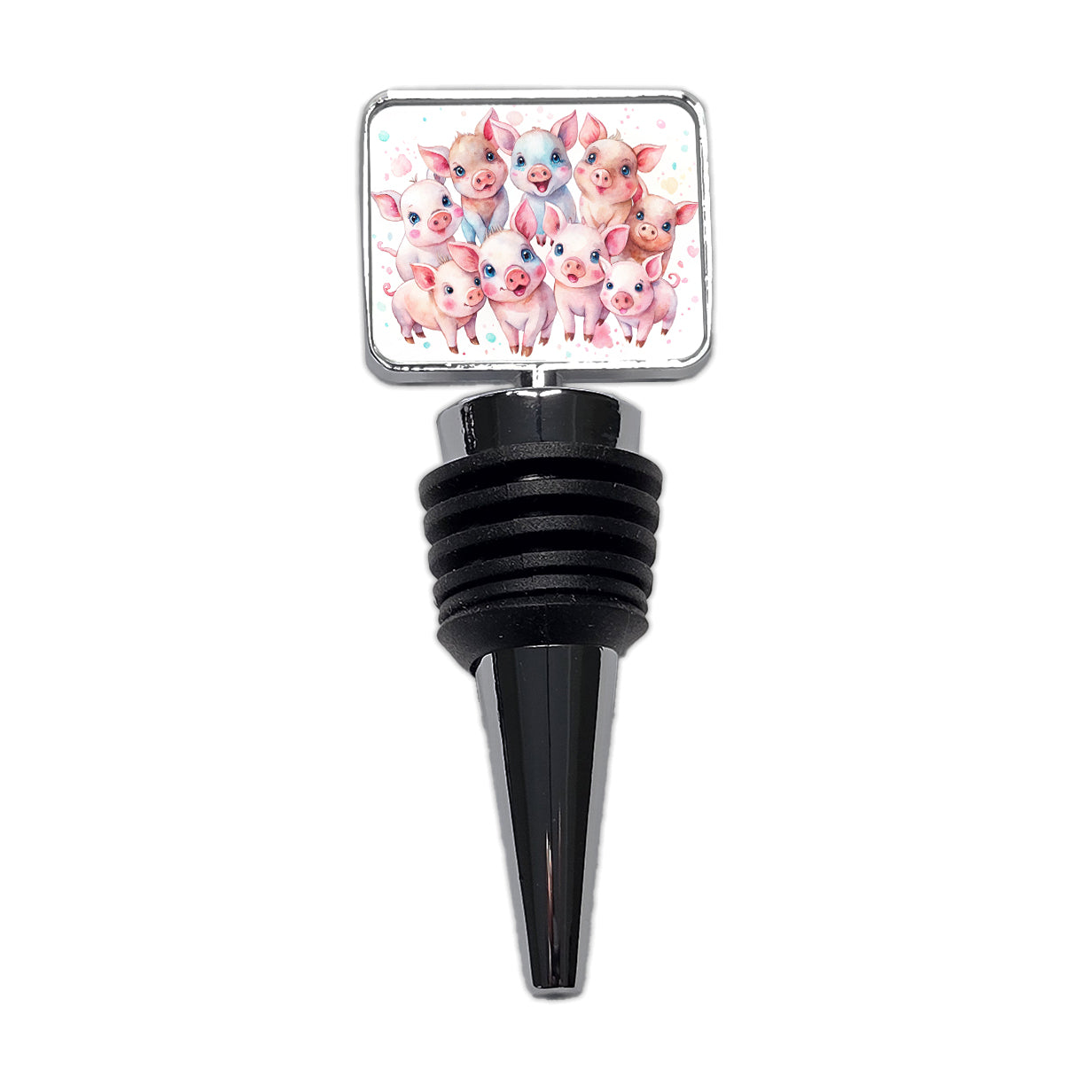 Lots Of Cute Pigs Watercolor Wine Bottle Stopper