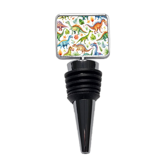 Lots Of Dinosaurs Watercolor Wine Bottle Stopper