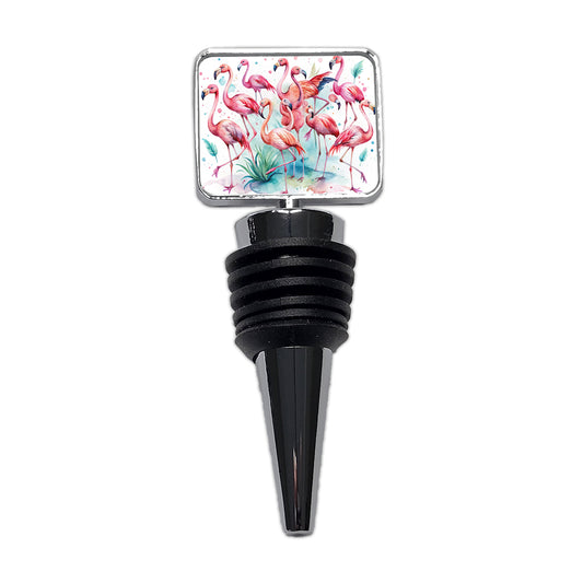Lots Of Flamingos Watercolor Wine Bottle Stopper