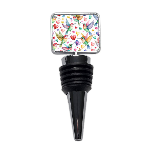 Lots Of Hummingbirds And Hearts Wine Bottle Stopper