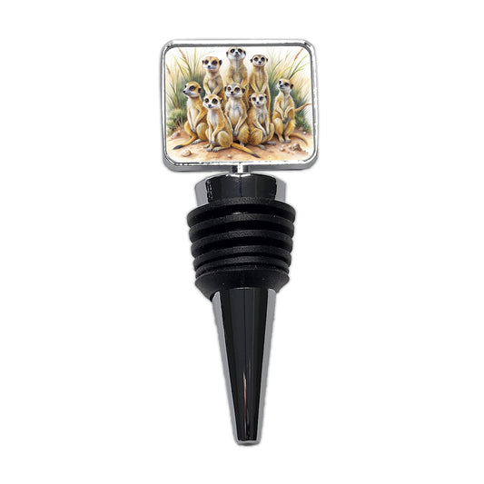 Lots Of Meerkats Watercolor Wine Bottle Stopper
