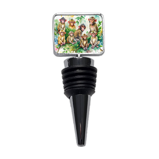 Lots Of Monkeys Watercolor Wine Bottle Stopper