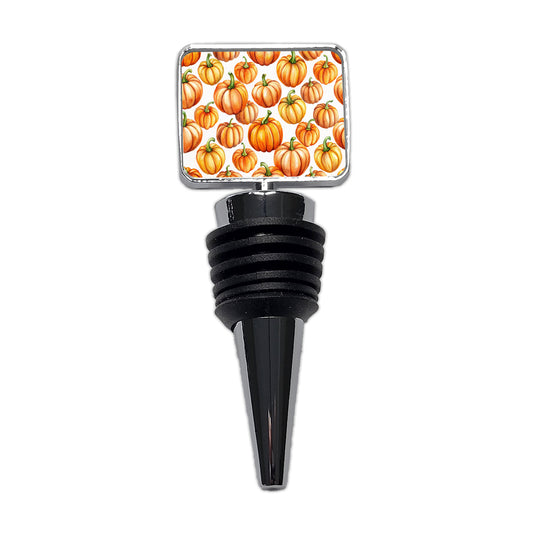 Lots Of Orange Pumpkins Fall Autumn Halloween Wine Bottle Stopper