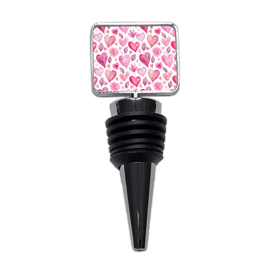 Love Pink Hearts Valentine's Day Wine Bottle Stopper
