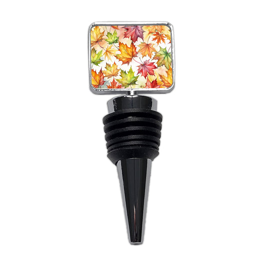 Maple Leaves Watercolor Wine Bottle Stopper