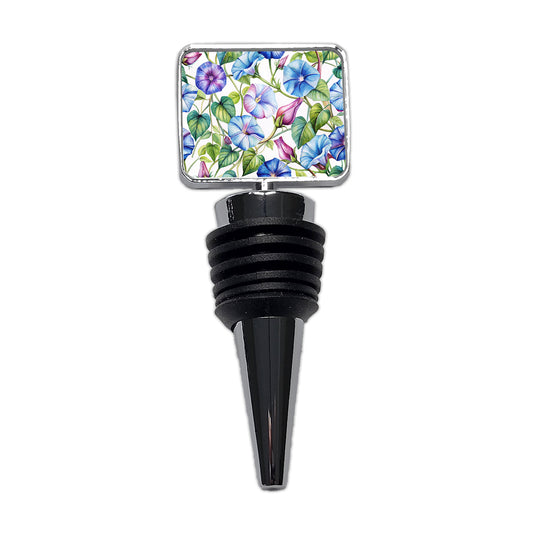 Morning Glories Flowers Watercolor Wine Bottle Stopper