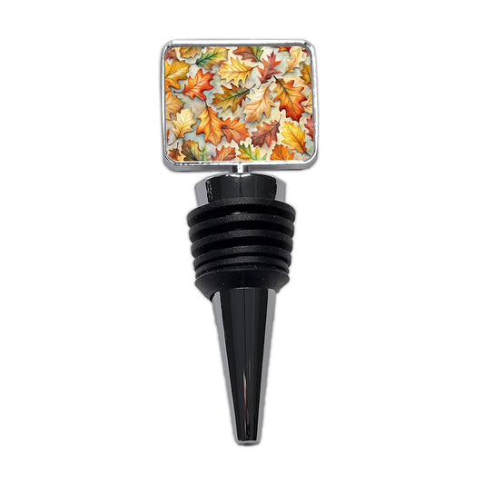 Oak Leaves Watercolor Wine Bottle Stopper