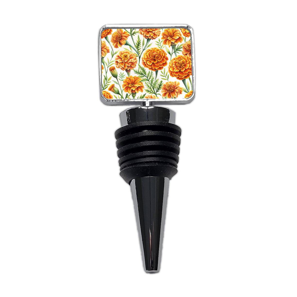 Orange Marigolds Flowers Watercolor Wine Bottle Stopper