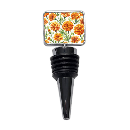 Orange Marigolds Flowers Watercolor Wine Bottle Stopper