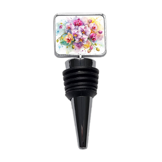Orchids Flowers Watercolor Wine Bottle Stopper