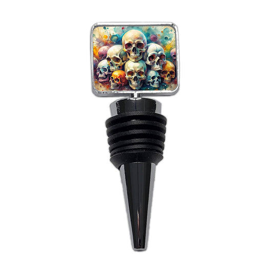 Overlapping Skulls Watercolor Wine Bottle Stopper
