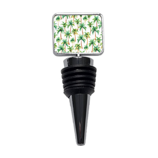 Palm Trees Pattern Watercolor Wine Bottle Stopper