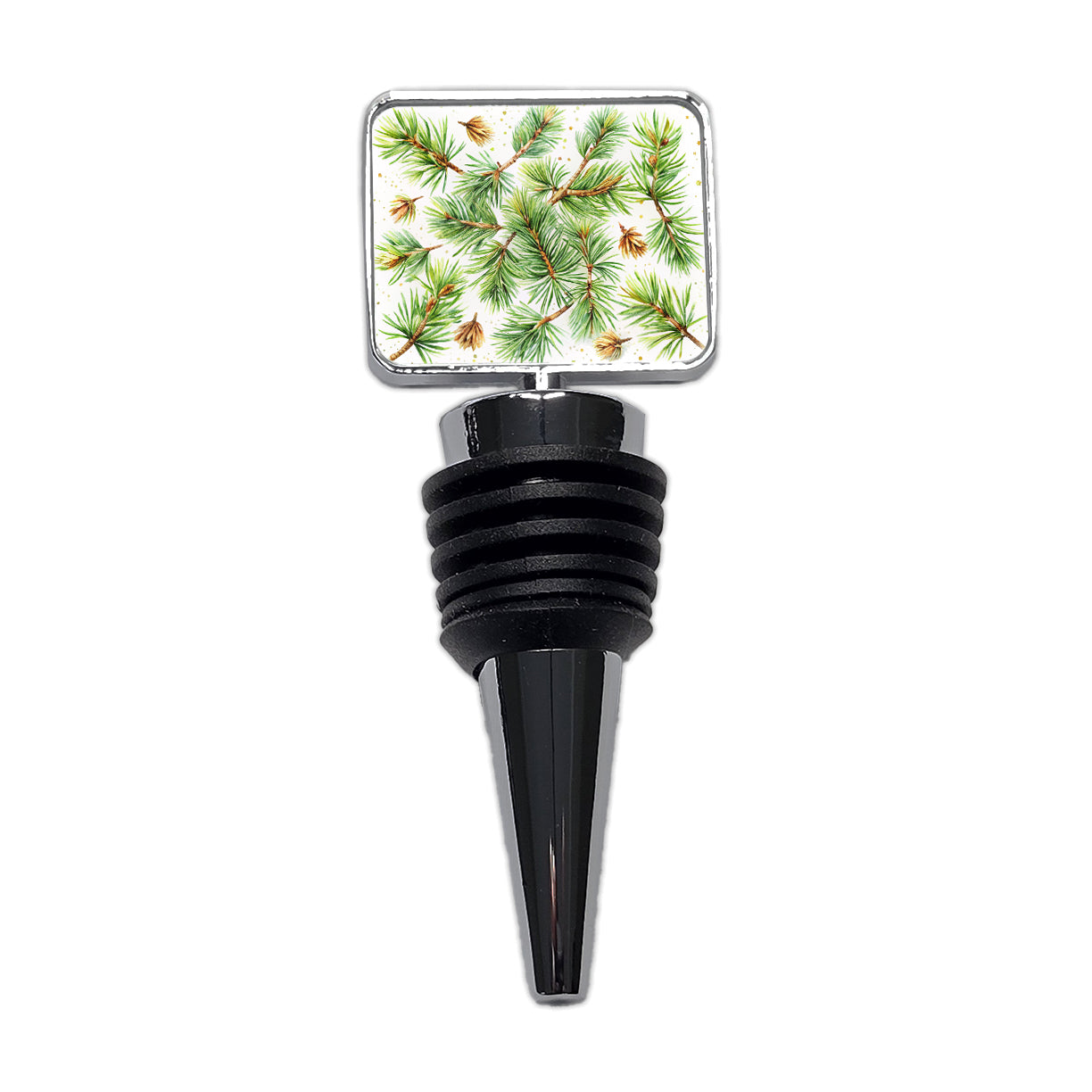 Pine Needles Watercolor Wine Bottle Stopper