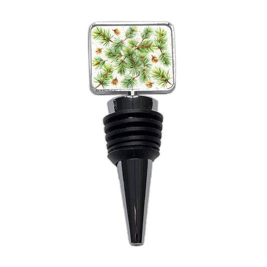 Pine Needles Watercolor Wine Bottle Stopper