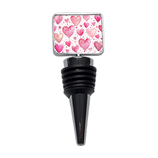 Pink Hearts Polka Dots Valentine's Love Anniversary Wine Bottle Stopper
