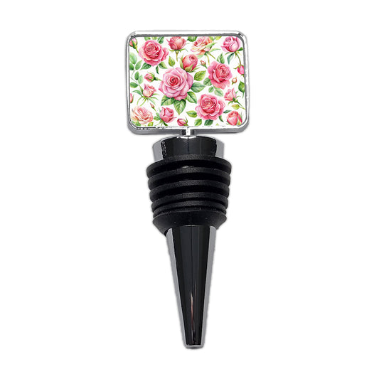 Pink Roses Flowers Watercolor Wine Bottle Stopper