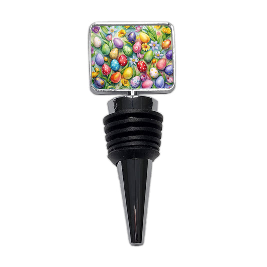 Pretty Easter Eggs Flowers Watercolor Wine Bottle Stopper