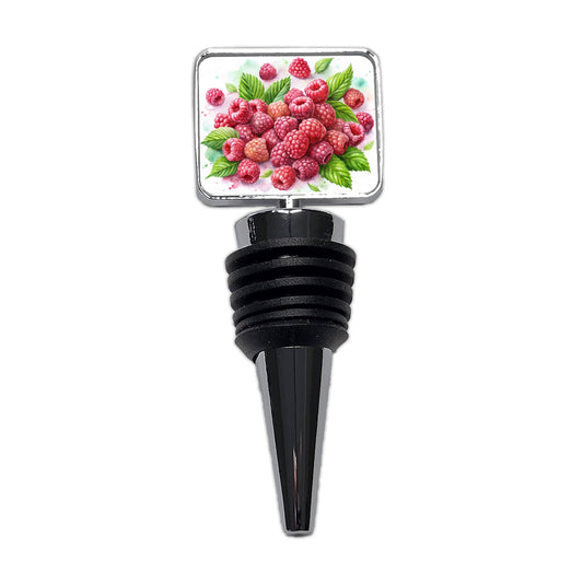 Raspberries Fruit Watercolor Wine Bottle Stopper