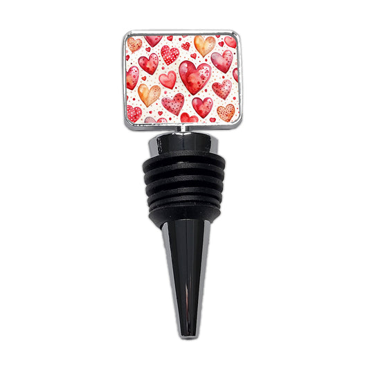 Red Hearts Polka Dots Love Valentine's Day Anniversary Wine Bottle Stopper