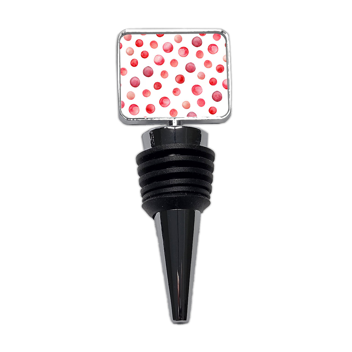 Red Polka Dots Fun White Background Wine Bottle Stopper