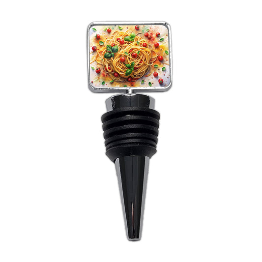 Spaghetti Pasta Italian Food Watercolor Wine Bottle Stopper