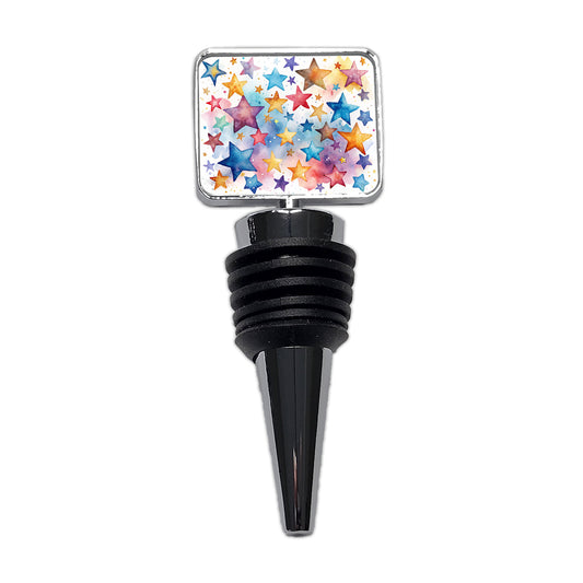 Stars Watercolor Wine Bottle Stopper