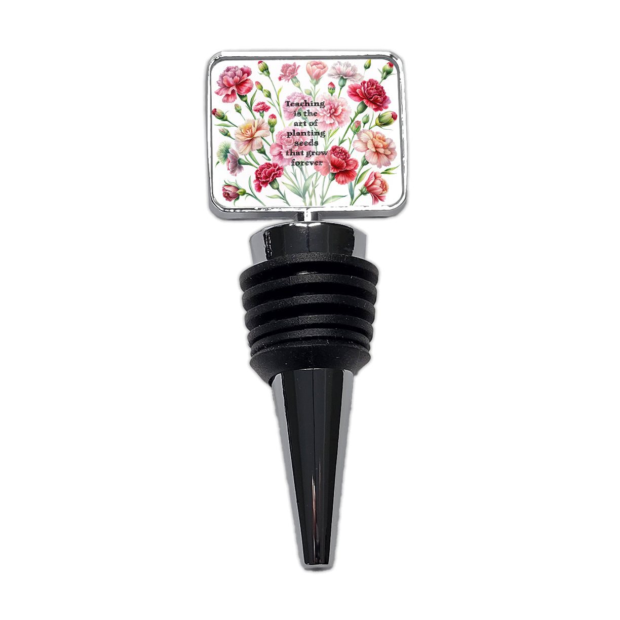 Teaching Art Of Planting Seeds Appreciation Carnations Flowers Wine Bottle Stopper