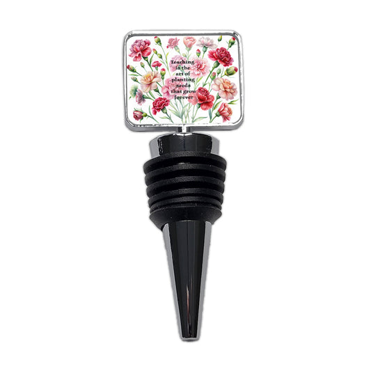 Teaching Art Of Planting Seeds Appreciation Carnations Flowers Wine Bottle Stopper