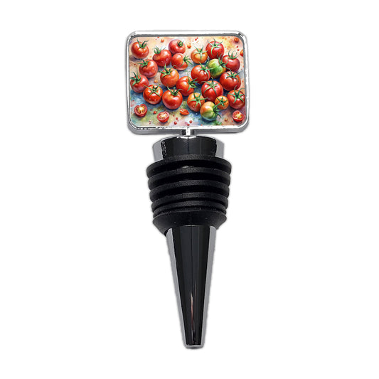 Tomatoes Watercolor Wine Bottle Stopper