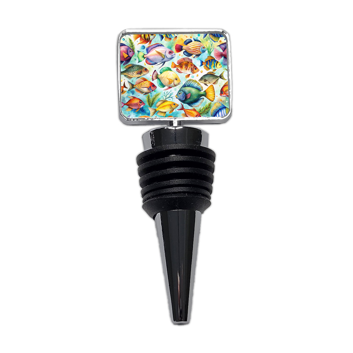 Tropical Fish Watercolor Wine Bottle Stopper