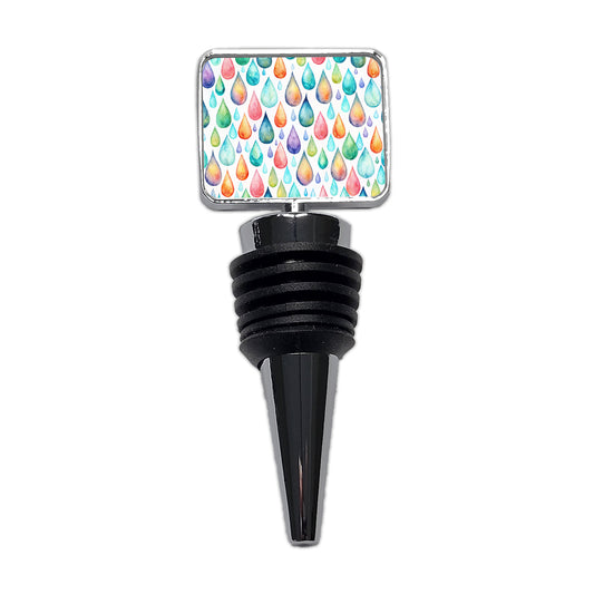 Water Droplets Colorful Watercolor Wine Bottle Stopper